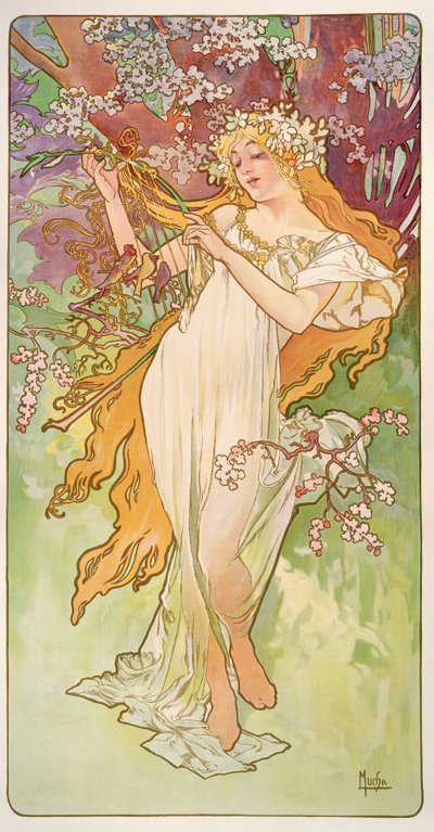 Le stagioni: Primavera, 1896 da Alphonse Mucha